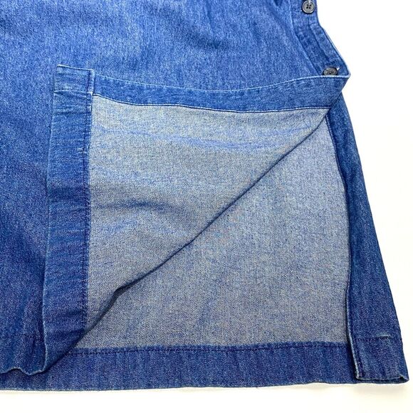 Karen Scott Vintage Chambray Sleeveless Maxi Dress Size L, Side Buttons Cottage - Picture 8 of 11
